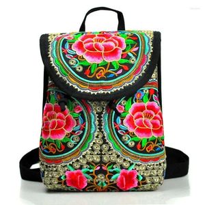 学校のバッグ国立刺繍女性ショッピングカバーバックパック！素敵な花刺繍レディボヘミアンバックラックトップセールキャンバスバックパック