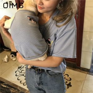 Жилеты OIMG, летний полосатый жилет для домашних животных с короткими рукавами для родителей и детей, одинаковые наряды для собак и владельцев, шнауцер, тонкая хлопковая одежда для маленьких собак