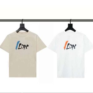 Yaz Men Tişört Tasarımcı Tişörtler Erkek Moda Mürekkep Sıçrama Mektubu Baskı Grafik Tee Pamuk Yuvarlak Boyun Kısa Kol Üstleri Çift T Sshirt İki Renk