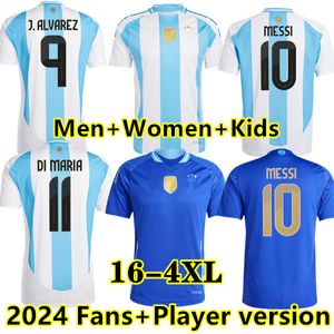 S-4XL Player Fans versione 2024 Argentina MESSIS maglie da calcio 24 25 DYBALA DI MARIA MARTINEZ DE PAUL MARADONA FERNANDEZ maglia da calcio sportiva Uomo donna kit calzini per bambini