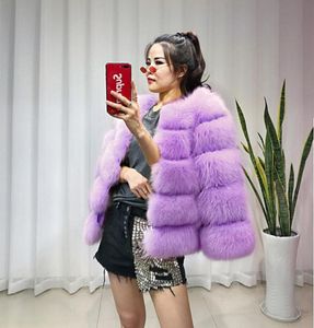 FashionWinter Fox Fur Coat Jacket Women Faux Fur Parka Coat Верхняя одежда с круглым вырезом и длинным рукавом Теплые пальто Женское короткое шерстяное пальто CJE6964428