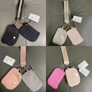 10 Colours LL Yoga Bag Dual Pouch Mini Zip Around Lululemenly Wristlet Portable Keychain Wallet Coin Purse Pocket Wholesale