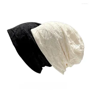 Berets Japanese Retro Fold Pile Hat Women Spring And Autumn Big Head Girth Loose Bao-head Headscarf With Wind Cold Tide