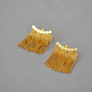 Japansk och koreansk nisch mode enkelhet mässing guldpläteringskedja patenterande modemperament 925 silvernålörhängen örhängen örhängen