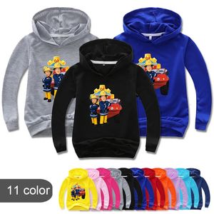 216y crianças bombeiro sam hoodie crianças roupas meninas moletom anime pulôver com capuz tops meninos suéteres desenhos animados jumpers casuais 240227