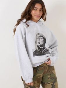 Aesthetic Po Sweatshirt 2023 Winter Clothing Graphic Vintage Loose Hooded Female Fashion Hoodies Tops 240307
