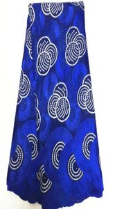 Tecido de algodão africano azul royal 5 Yardspc e renda voile suíça bordada branca para roupas BC141434965032020106