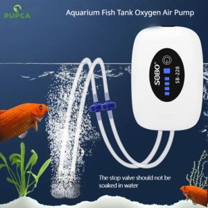 Aksesuarlar pupca akvaryum balık tankı oksijen hava pompası kompresör şarj sessiz usb pil taşınabilir balıkçılık oksijenator 6000ma açık