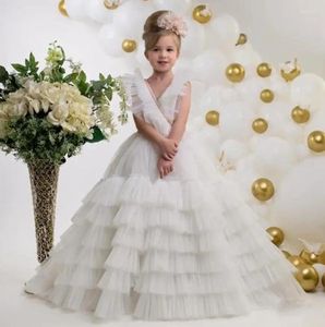 Платья для девочек, великолепное нарядное платье принцессы с цветочным принтом для свадьбы, многоярусное тюлевое детское платье для первого причастия, особый день для девочек