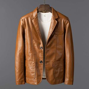 2024 outono/inverno versão coreana ajuste fino terno elegante negócios casual motocicleta jaqueta de couro roupas masculinas