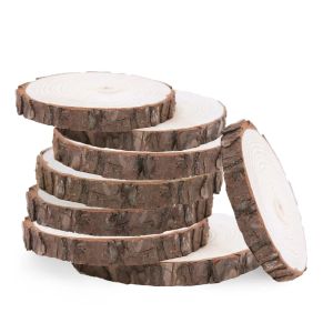 Crafts 10pcs Unfinished Natural Round Wood Slices Circles With Tree Bark Log Discs For DIY Crafts Wedding Party Decoration