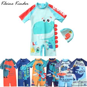 Set Costume da bagno per neonato Costume da bagno per bambino Dinosauro Costume da bagno per bambino Tuta da spiaggia anti UV per bambini Un pezzo con cappello Abbigliamento da piscina per bambini