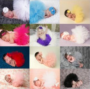 18 styles Newborn Baby Tutu SkirtMatching Flower Headband 2pcsset Newborn Pography Props Baby Tutu Skirt Baby Girls Pettiskir3295967