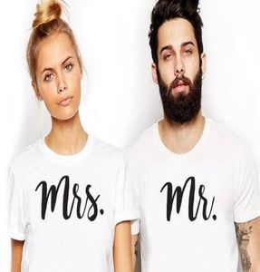 EBAIHUI 2020 FSHION MRS mąż i żona Tshirts Dopasowanie prezentu ślubnego TOP TEE Summer unisex biała bawełniana para tshirt 200414606284