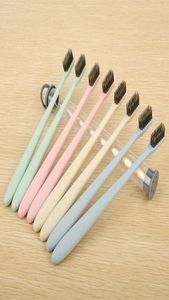 Soft Bamboo Charcoal Toothbrush Eco Friendly Wheat Straw Toothbrush Portable el Home Travel Tooth Brush Oral Care 4 Colors DH259148844