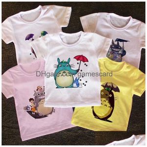 T-shirts Ny sommar 2021 min granne totoro tryck barn pojkar tjej barn kläder avslappnade baby tees toppar för flickor t skjortor droppe deliv dh2n0