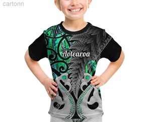 T-shirty Fern zielony nowozelandzki rugby aotearoa 3d print men men Dzieci Rozmiar dziecięcy młodsza koszulka top koszulka krótkie rękawie letnie ubranie sportowe LDD240314