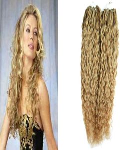 البرازيلي العذراء الشعر العسل الأشقر مجعد micro حبة ملحقات الشعر 200g حلقة micro extensions البشرية 1gs 200s حلقة صغيرة 1G 1786819