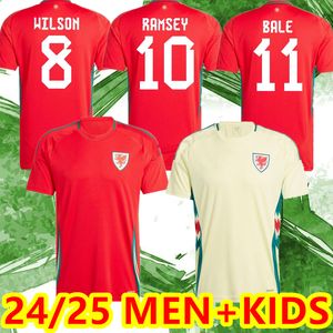 2024 25 Maglie da calcio Galles Bale Wilson Allen Ramsey World National Team Cup Rodon Vokes Shirt da calcio Casa a maniche corte Usiformi per adulti per adulti Versione