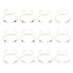 Braccialetti a maglie 12 pezzi cordoncino per bracciale in poliestere cerato con perline rotonde in porcellana perlata fatta a mano per connettori con ciondoli braccialetto gioielli fai da te