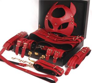 Giocattoli sessuali di qualità per donna BDSM Bondage Set Manette Giochi per adulti Vera pelle Sculacciata Polsino alla caviglia Manette Gag Set erotico2377456