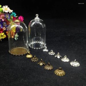 Pendant Necklaces 500sets/lot 38 25mm Tube Glass Globe Lace Base Beads Cap Set Vial Cover Dome Necklace Cute Charms