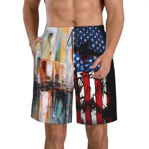Mäns shorts Wansici Beach Adult Pants Oil Målning - Brooklyn Bridge York