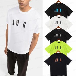 2024 Amirly Mens 티셔츠 여름 여자 디자이너 Tshirts 느슨한 낙서 인쇄 티 순수면 둥근 목 캐주얼 티셔츠 반바지 소매 하와이 스타일 의류