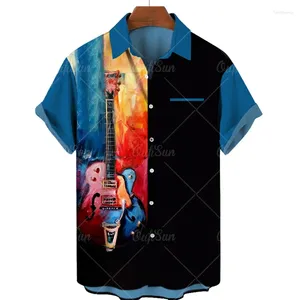 Men's Casual Shirts Hawaiian Music Shirt 3d Printed Note Oversized T-Shirt Clothing Design