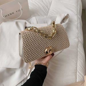Cellphone Bags Handheld Fashion Bag Trendy Grass Woven Small Square Personalized Spring summer Single Shoulder Diagonal Cross Chain Women's
