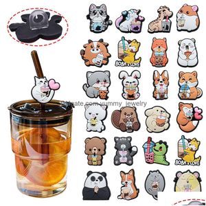 Drinking Sts Animal Milk Tea Sile St Toppers Accessories Er Charms Reusable Splash Proof Dust Plug Decorative 8Mm Party Drop Delivery Oti7X