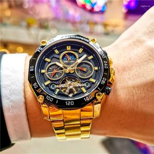 Wristwatches AOKULASIC Luxury Automatic Mechanical Mens Watches Top Brand Multi Functional Steel Watch Moon Phase Relogio Masculino De Luxo