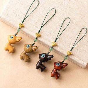 Keychains Unisex Creative Sandalwood Handmade Rope Car Key Chain Lanyard Wood Bag Pendant Chinese Style Ring Mobile Phone