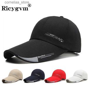 Ball Caps Baseball Cap For Men Summer Outdoor Fishing Sun Hats Male Fashion Sports Caps Men Long Visor Brim Shade Adjustable Snapback HatY240315