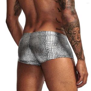 Underbyxor 2st/1 st män underkläder orm hudimitation läderboxare shorts för manliga låga midja trosor
