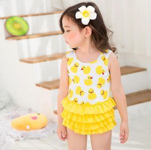 PROSEA Summer Girls Yellow Duck Onepiece Swimsuits Baby Girls Mini Dress Swimwear Bathing Suit Kids Beachwear1037822
