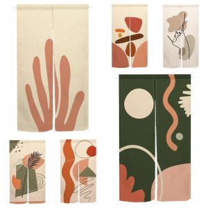 Curtains Door Curtain Morandi Abstract Nordic Noren Bedroom Living Room Porch Partition Curtain Kitchen Bathroom Hanging Half Curtain