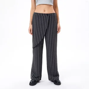 Kadın Pantolon Kadın Moda Gevşek Geniş Bacak Düzensiz Çizgili Baskı İş Ofisi Sokak Giyim için Pantolon
