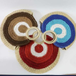 Round paper rope grass woven bag, multi-color hand-held diagonal cross dual-purpose bag, new summer women's bag woven bag 240315