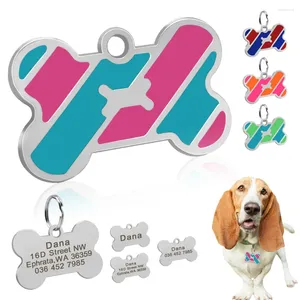 Etiqueta de cachorro personalizada, acessórios para gato, filhote de cachorro, identificação de osso, gravada, colar de metal personalizado, pingente de nome, endereço, anti-perda