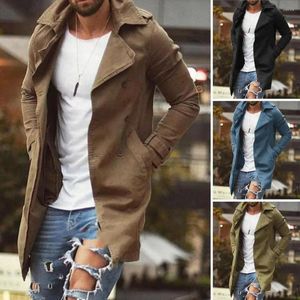 Herrjackor Män Trench Coat Stylish Slim Fit Lapel med fickor Vindtät streetwearjacka för hösten plus storlek