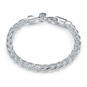 Torsional armband sterling silverpläterat armband; Nya ankomst Fashion Men and Women 925 Silver Armband SPB070250Z