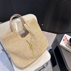 Sacola de palha de ysllbag saco de praia bolsa de sacola bolsa de bolsa de bolsa de bolsa icare lafite palha viciada e bolsa de compras grande para feminino de designer de viagem saco de crossbody 747