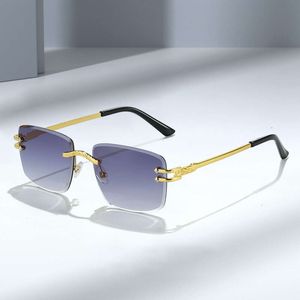 Flow Ins Cool Fang New Fashion Frameless Solglasögon Square Gradient Glasses