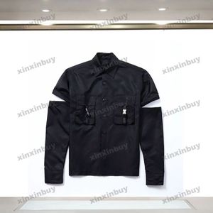 Xinxinbuy Men Designer Płaszcz kurtki 2024 Milan nylon kieszeni Kieszeń Kobiety z długim rękawem Czarne zielone białe szary xs-xl