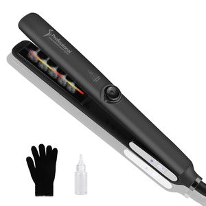 Alisador de cabelo profissional infravermelho vapor alisamento ferros tratamento de óleo de argan vapor ferro liso cabelo ferro liso 110v-240v 240306