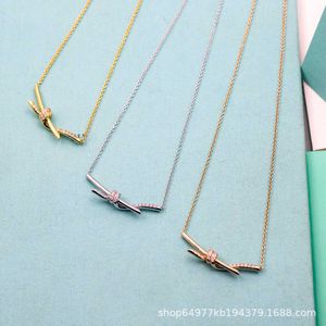 Designer tiffay and co High Version Knot Necklace Cross Collar Chain Female Gu Ailing Same Instagram Style Simple end Sense