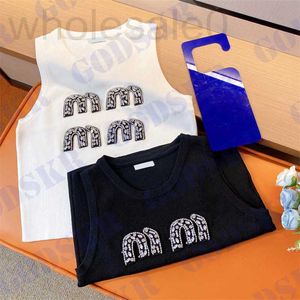 Mulheres Plus Size T-Shirt Designer Carta Diamante Tanque Top Moda Mulheres Camiseta Verão Senhoras Malha Coletes Tops Duas Cores JQCR