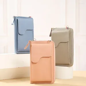 Bolsas de ombro 2024 moda simples coreano único crossbody saco grande capacidade carteira longa feminina cor sólida telefone móvel