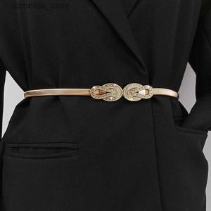 Belts Fashion Gold Chain Belt Female Waist Adjustable Desinger Belts For Women High Luxury Brand Punk Metal Dress WaistbandY240315